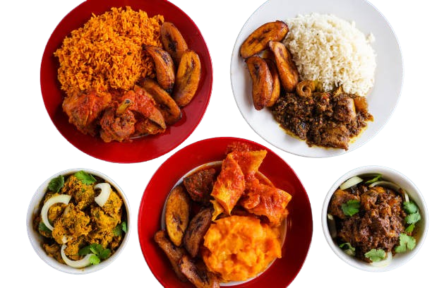 Assortment of Nigerian dishes